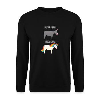Donkey Unicorn, Before After Coffee - Sweat-shirt Unisexe - noir - Devant - Alina (178cm) & Michal (187cm)