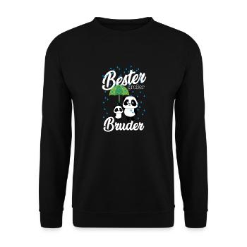 Bester großer Bruder Panda Geschwister Jungs - Unisex Pullover - Schwarz - Vorne - Alina (178cm) & Michal (187cm)