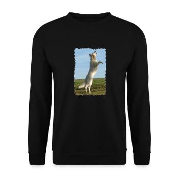 weißer Engel fliegt - Unisex Pullover - Schwarz - Vorne - Alina (178cm) & Michal (187cm)
