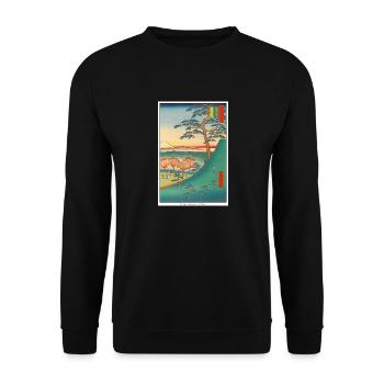 Art japonais Hiroshige - Sweat-shirt Unisexe - noir - Devant - Alina (178cm) & Michal (187cm)