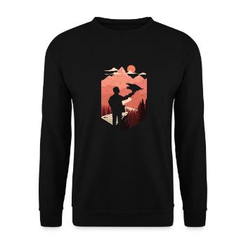 Falconer outdoors design falconry hawking falconer - Unisex Sweatshirt - black - Front - Alina (178cm) & Michal (187cm)