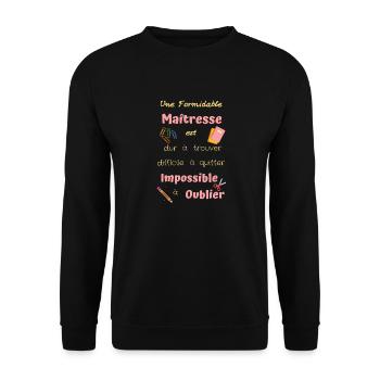 Une formidable maîtresse, remercie ta maîtresse - Sweat-shirt Unisexe - noir - Devant - Alina (178cm) & Michal (187cm)