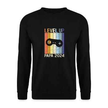 Level Up Dad in 2024 Personalized Humor Gift - Unisex Sweatshirt - black - Front - Alina (178cm) & Michal (187cm)