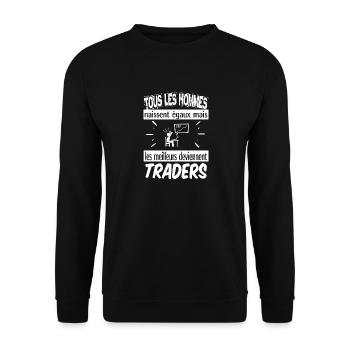 traders - Sweat-shirt Unisexe - noir - Devant - Alina (178cm) & Michal (187cm)