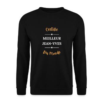 Certifié meilleur jean yves du monde - Sweat-shirt Unisexe - noir - Devant - Alina (178cm) & Michal (187cm)