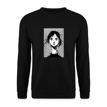 anime Girl - Unisex Pullover - Schwarz - Vorne - Alina (178cm) & Michal (187cm)