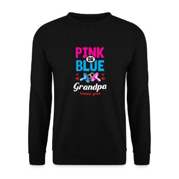 Pink or Blue Grandpa Loves You Gender Reveal Party - Unisex Sweatshirt - black - Front - Alina (178cm) & Michal (187cm)
