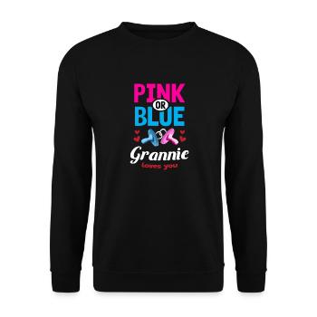 Pink or Blue Grannie Loves You Gender Reveal Party - Unisex Pullover - Schwarz - Vorne - Alina (178cm) & Michal (187cm)