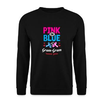 Pink or Blue Gram-Gram Loves You Gender Reveal - Unisex Sweatshirt - black - Front - Alina (178cm) & Michal (187cm)