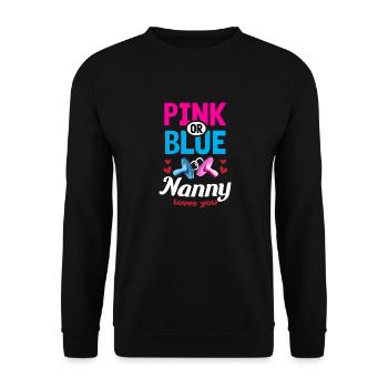 Pink or Blue Nanny Loves You Gender Reveal Party - Unisex Sweatshirt - black - Front - Alina (178cm) & Michal (187cm)