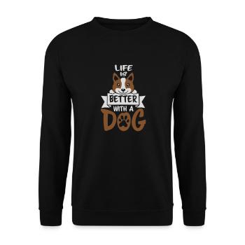 better with a dog - Unisex Pullover - Schwarz - Vorne - Alina (178cm) & Michal (187cm)