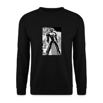 Roboter Comic Zukunft Cyborg Maschine Technik - Unisex Pullover - Schwarz - Vorne - Alina (178cm) & Michal (187cm)