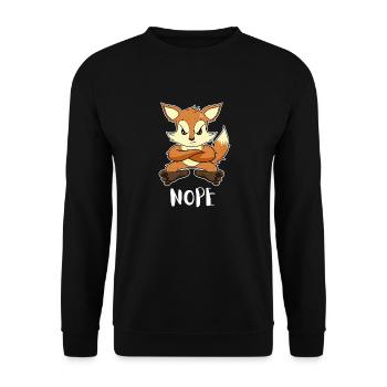 Nope Funny Lazy Fox - Unisex Sweatshirt - black - Front - Alina (178cm) & Michal (187cm)