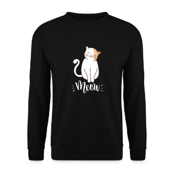 Cute Kawaii Cat Saying Meow - Unisex Sweatshirt - black - Front - Alina (178cm) & Michal (187cm)