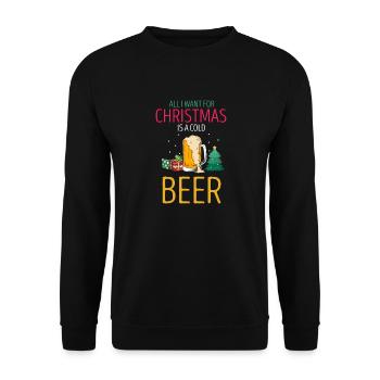 All I Want For Christmas Is A Cold Beer Retro - Unisex Sweatshirt - black - Front - Alina (178cm) & Michal (187cm)