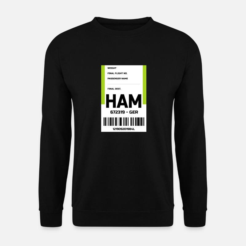 Flughafen Reise Etikett Aufkleber Hamburg HAM - Unisex Pullover - Schwarz