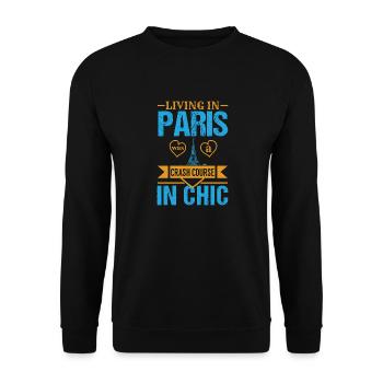 DAS LEBEN IN PARIS WAR EIN CRASHKURS IN CHIC - Unisex Pullover - Schwarz - Vorne - Alina (178cm) & Michal (187cm)
