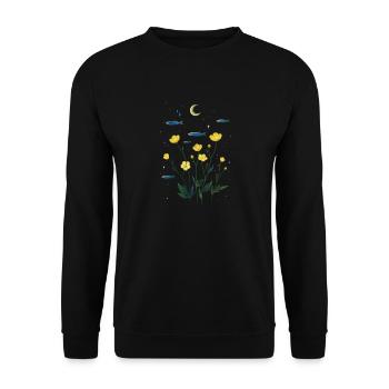 Flowers and Fish T Shirt - Unisex Sweatshirt - black - Front - Alina (178cm) & Michal (187cm)