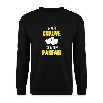 un papy chauve est un papy parfait / grand-père - Sweat-shirt Unisexe - noir - Devant - Alina (178cm) & Michal (187cm)