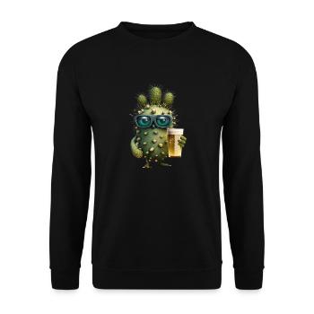 Cactus de dessin animé amusant avec bière et lunettes de soleil - Sweat-shirt Unisexe - noir - Devant - Alina (178cm) & Michal (187cm)