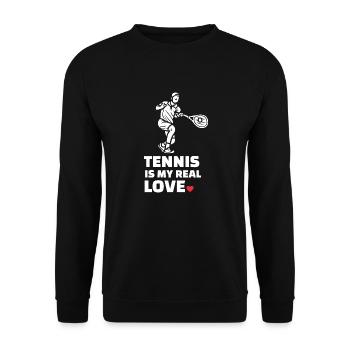I love tennis - Unisex Sweatshirt - black - Front - Alina (178cm) & Michal (187cm)
