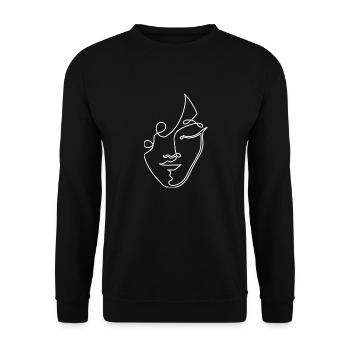 LineArt Woman Face - Unisex Sweatshirt - black - Front - Alina (178cm) & Michal (187cm)