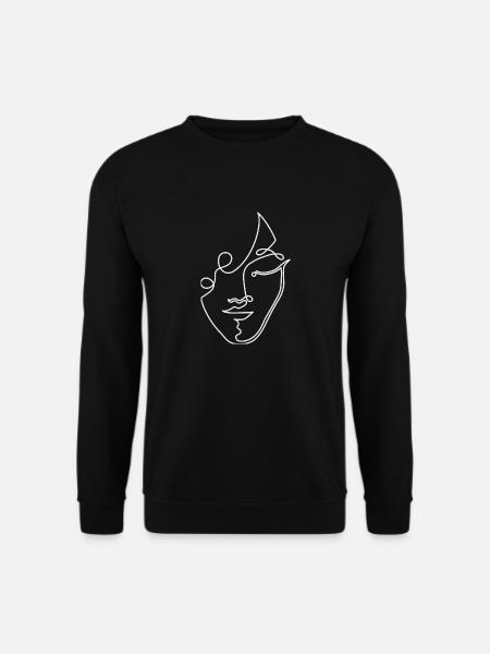 LineArt Frauengesicht - Unisex Pullover - Schwarz