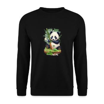 Panda bear eats bamboo - Unisex Sweatshirt - black - Front - Alina (178cm) & Michal (187cm)