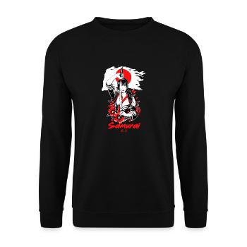 Japan Samurai Anime - Unisex Pullover - Schwarz - Vorne - Alina (178cm) & Michal (187cm)