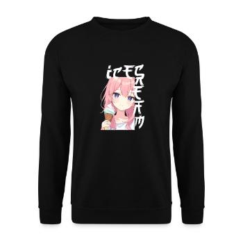 Anime Ice Cream - Unisex Pullover - Schwarz - Vorne - Alina (178cm) & Michal (187cm)