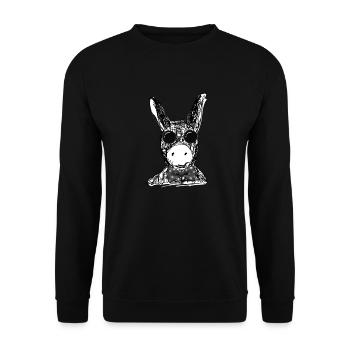Âne, Dessin, Lunettes de soleil,Rétro, Vintage - Sweat-shirt Unisexe - noir - Devant - Alina (178cm) & Michal (187cm)