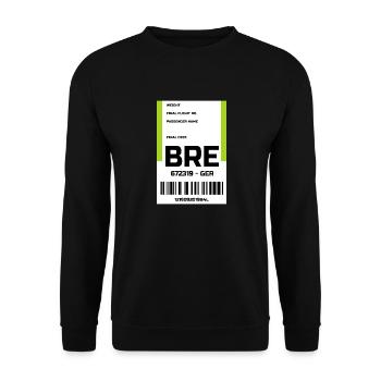 Flughafen Reise Etikett Aufkleber Bremen BRE - Unisex Pullover - Schwarz - Vorne - Alina (178cm) & Michal (187cm)