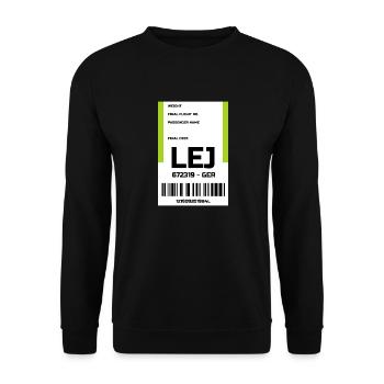 Flughafen Reise Etikett Aufkleber Leipzig LEJ - Unisex Pullover - Schwarz - Vorne - Alina (178cm) & Michal (187cm)