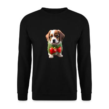 Dog with strawberries - Unisex Sweatshirt - black - Front - Alina (178cm) & Michal (187cm)