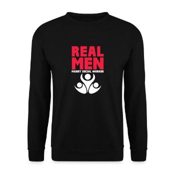 De vrais hommes épousent un travailleur social Conception pour un mari - Sweat-shirt Unisexe - noir - Devant - Alina (178cm) & Michal (187cm)