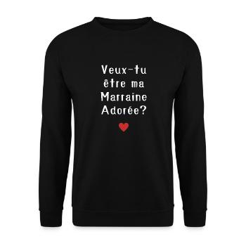 Veux-tu être ma marraine adorée ? - Sweat-shirt Unisexe - noir - Devant - Alina (178cm) & Michal (187cm)