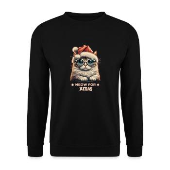 Cooles Miau zu Weihnachten - Unisex Pullover - Schwarz - Vorne - Alina (178cm) & Michal (187cm)