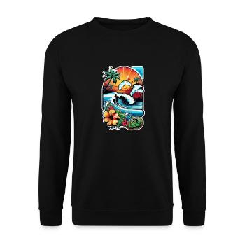 Surfing Beach Palm Tree Sunshine Holidays - Unisex Sweatshirt - black - Front - Alina (178cm) & Michal (187cm)