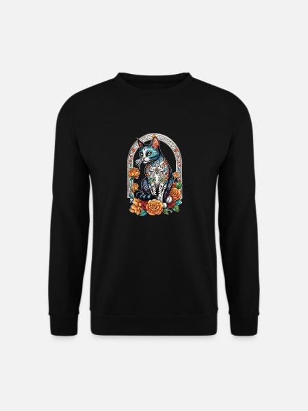Katze Mexiko - Dia de los Muertos - Unisex Pullover - Schwarz