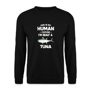 Das ist mein menschliches Kostüm Ich bin wirklich ein Thunfisch - Unisex Pullover - Schwarz - Vorne - Alina (178cm) & Michal (187cm)