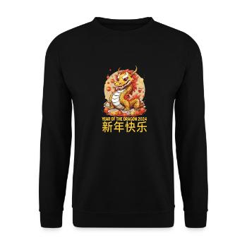 Year Of The Dragon Happy Chinese New Year 2024 - Unisex Pullover - Schwarz - Vorne - Alina (178cm) & Michal (187cm)