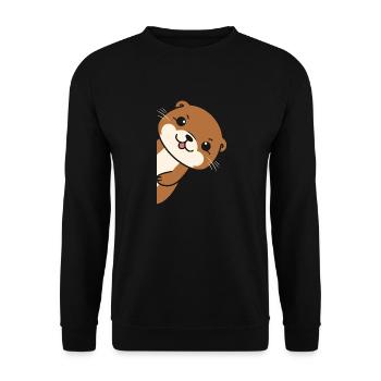 Humour petite loutre - Sweat-shirt Unisexe - noir - Devant - Alina (178cm) & Michal (187cm)