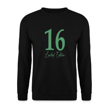 16. Geburtstag Geschenkidee Sixteen - Unisex Pullover - Schwarz - Vorne - Alina (178cm) & Michal (187cm)