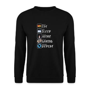 Anime & Gaming Lifestyle - 'Eat, Sleep, Anime - Unisex Sweatshirt - black - Front - Alina (178cm) & Michal (187cm)