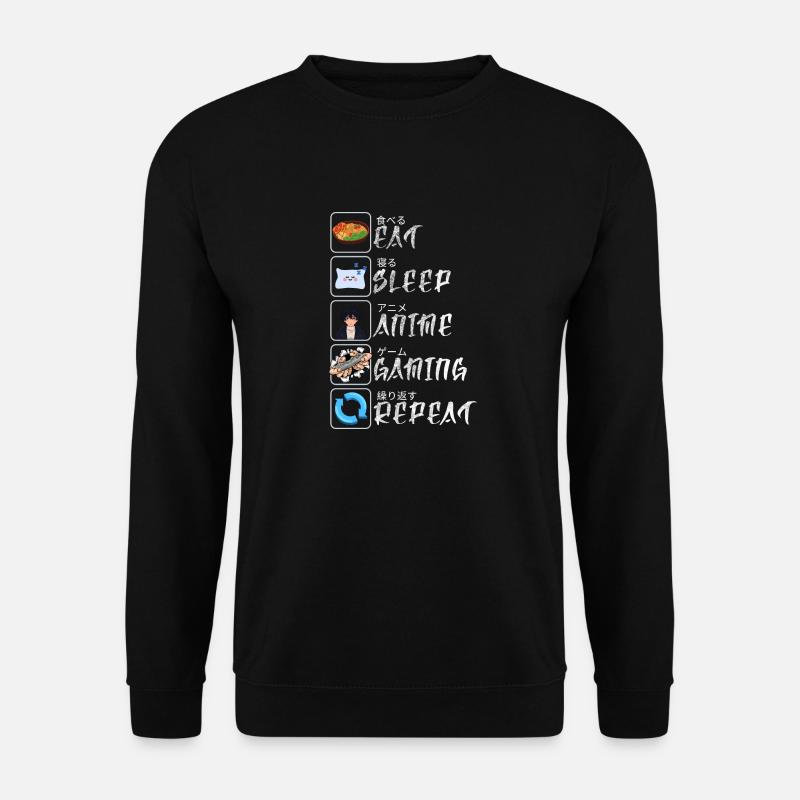 Anime & Gaming Lifestyle - Essen, Schlafen, Anime - Unisex Pullover - Schwarz