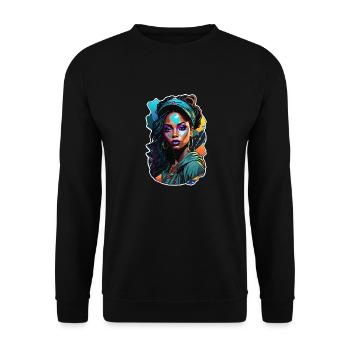 Afro Frau - Schönheit - Unisex Pullover - Schwarz - Vorne - Alina (178cm) & Michal (187cm)