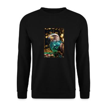 adler,bunt,pailetten,fisch,metallisch,adlerkopf - Unisex Pullover - Schwarz - Vorne - Alina (178cm) & Michal (187cm)