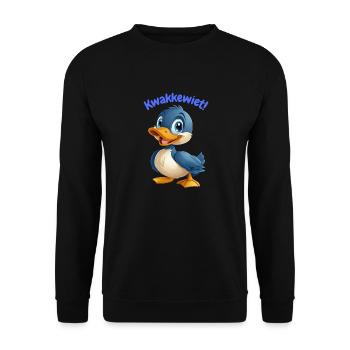 Chemise caneton Kwakkewiet ! Chemises en dialecte anversois - Sweat-shirt Unisexe - noir - Devant - Alina (178cm) & Michal (187cm)