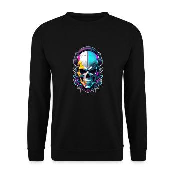 Totenkopf Steampunk Neon - Unisex Pullover - Schwarz - Vorne - Alina (178cm) & Michal (187cm)