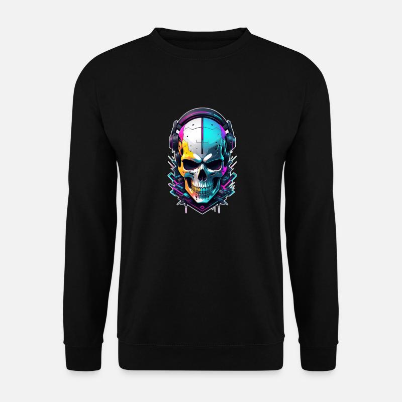 Skull Steampunk Neon - Unisex Sweatshirt - black